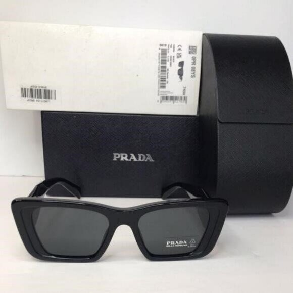 Authentic New Prada PR - 08YS 1AB5S0 Sunglasses Women's Black Dark Grey Butterfl - Picture 8 of 11